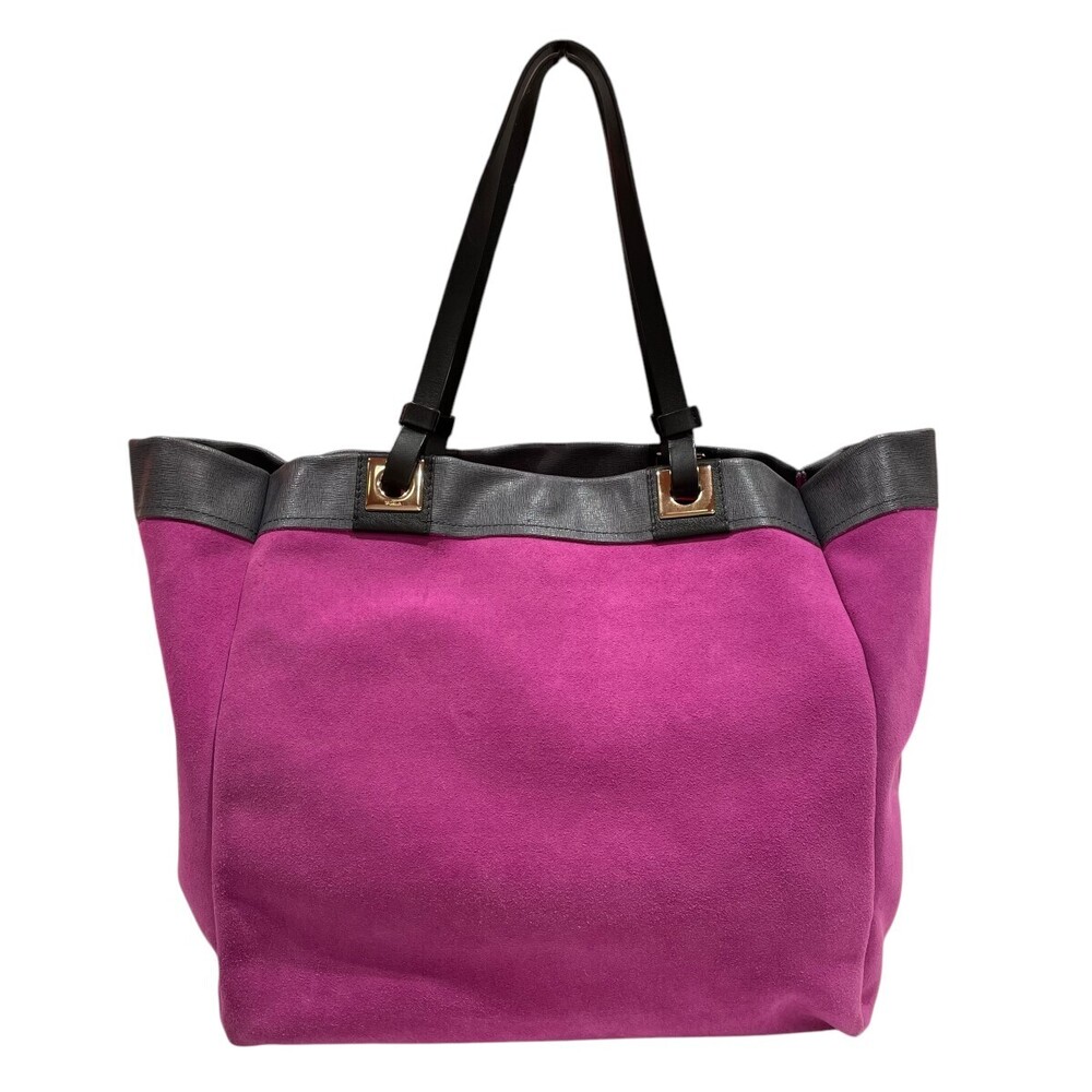 Furla purple suede Tote sides Colorblock Bag